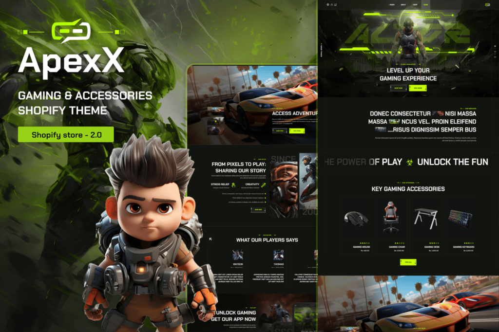 ApexX – Tema Shopify para lojas de esportes e jogos